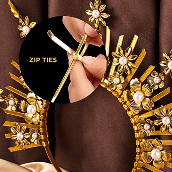 Crown Headband Spiked Zip Tie Halo Crown Sunburst Goddess Headpiece with Crystal main image 4